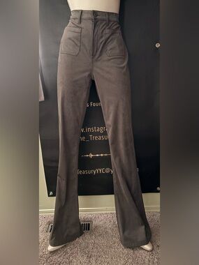 Tall Girl Gap Soft Suede Feel Grey High-Rise Flared Pants